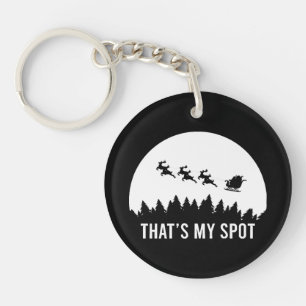Funny That's My Spot Xmas Session Santa on Sleigh Keychain