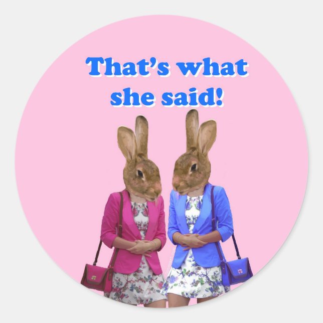 Funny that's what she said text classic round sticker (Front)