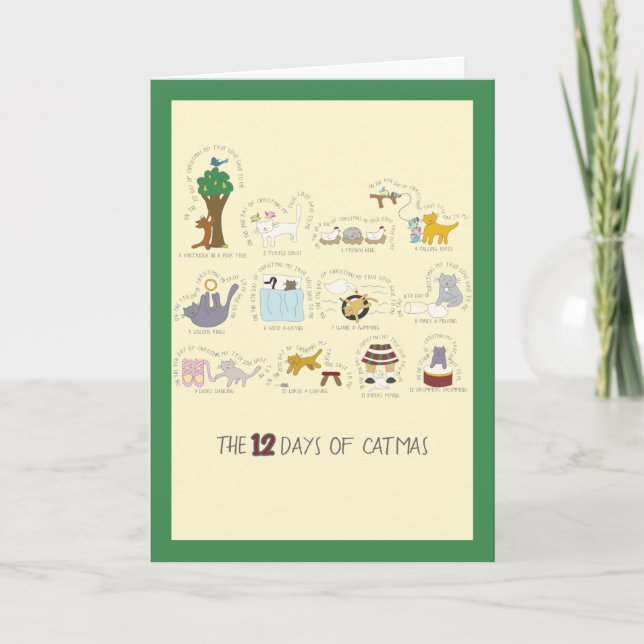 Funny The 12 Days of Catmas Christmas Holiday Card (Front)