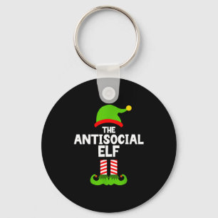 Funny The Antisocial Elf Christmas Family Pajama A Keychain