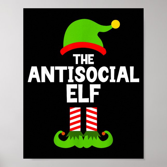 Funny The Antisocial Elf Christmas Family Pajama A Poster (Front)