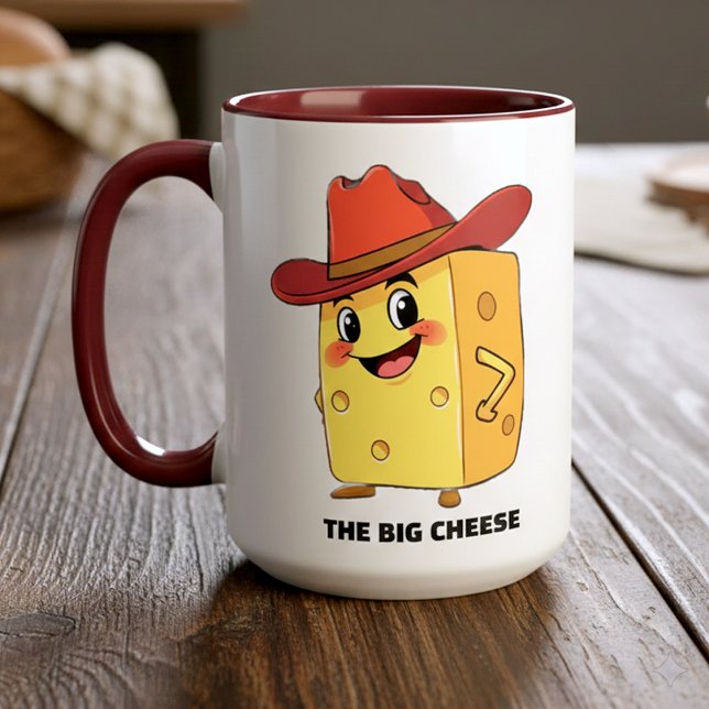 Funny The Big Cheese 10-Gallon Cowboy Hat Boss Mug (Funny The Big Cheese Two-Tone 15 oz Combo Mug Cover Photo)