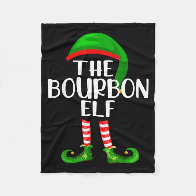 Funny The Bourbon Elf Matching Family Christmas  Fleece Blanket (Front)