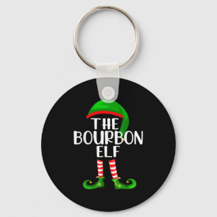 Funny The Bourbon Elf Matching Family Christmas  Keychain