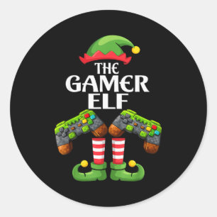 Funny The Gamer Elf Christmas Gamer Boy Kids  Classic Round Sticker