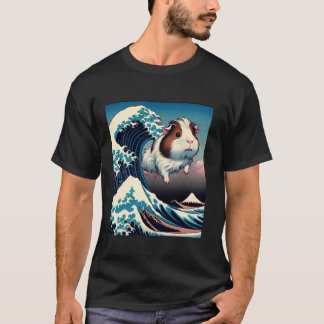 Funny The Great Wave of Guinea Pig Japanese Anime  T-Shirt