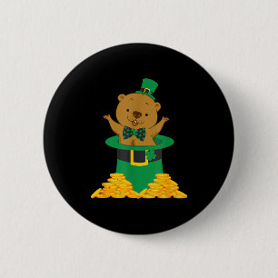 Funny The Groundhog Happy On St.patrick Day 2 Inch Round Button