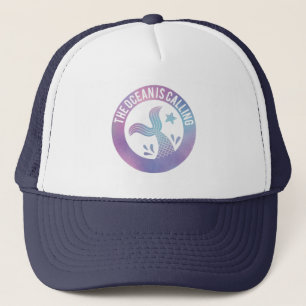 Funny The Ocean Is Calling Mermaid Galaxy Gradient Trucker Hat