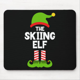 Funny The Skiing Elf Christmas Family Party Pajama Mouse Pad