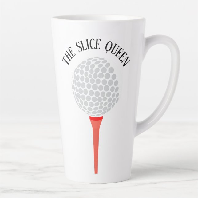 Funny The Slice Queen Golf Ball Tee Latte Mug (Right)