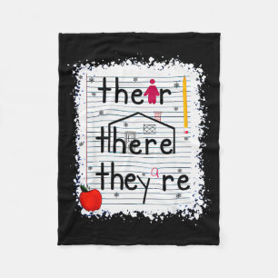 Funny Their There They Are Book English Grammar Te Fleece Blanket
