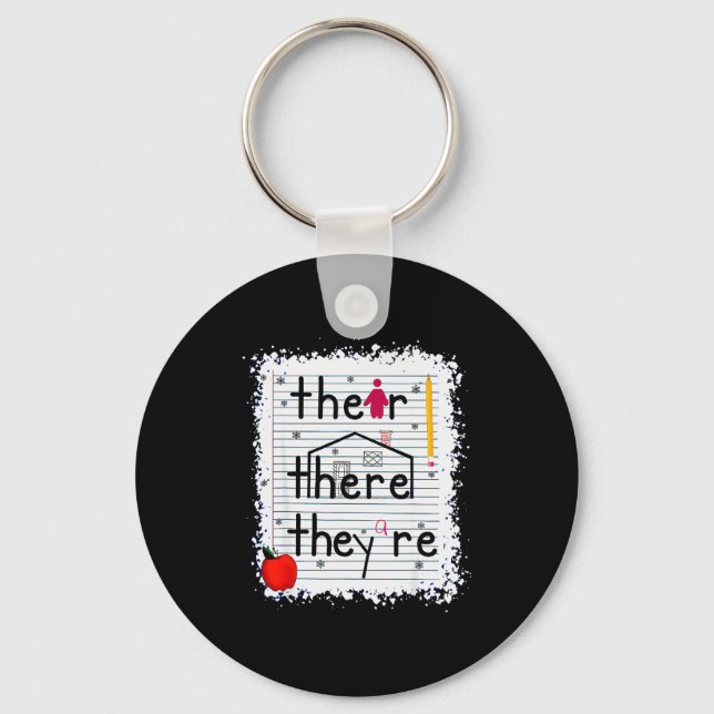 Funny Their There They Are Book English Grammar Te Keychain (Front)