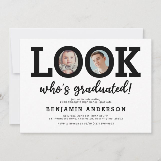 Funny Then and Now Photo Graduation Party Invitation (Front)