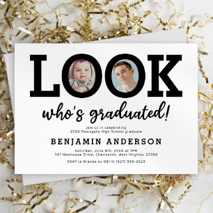 Funny Then and Now Photo Graduation Party Invitation
