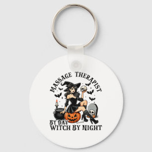 Funny Therapy Halloween Mage Therapist By Day Witc Keychain