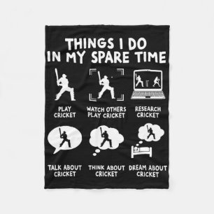 Funny Things I Do In My Spare Time Cricket Player Fleece Blanket