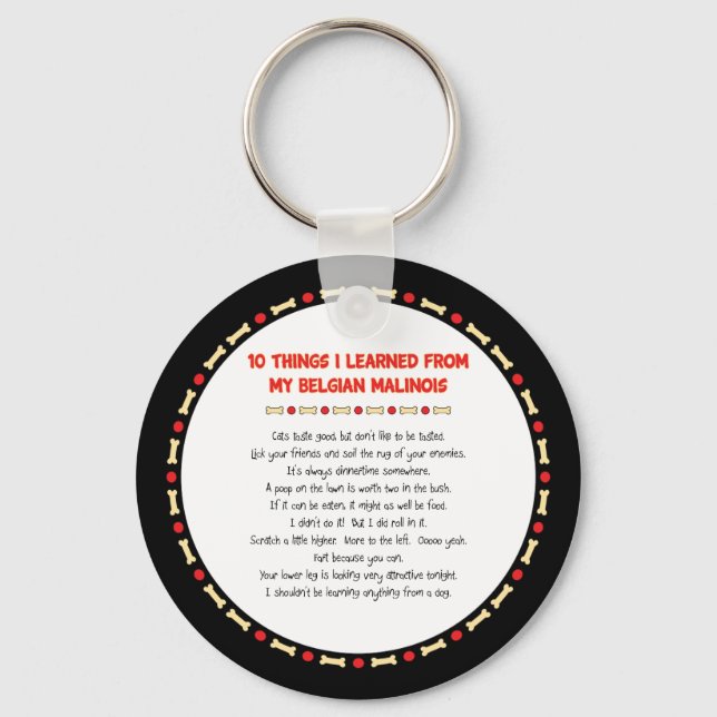 Funny Things I Learned From My Belgian Malinois Keychain (Front)