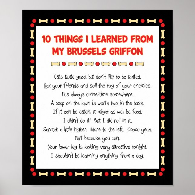 Funny Things I Learned From My Brussels Griffon Poster (Front)