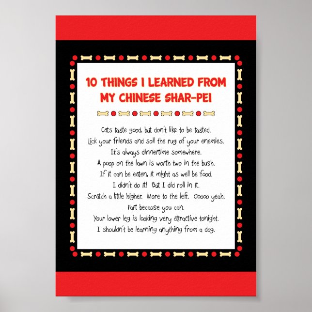 Funny Things I Learned From My Chinese Shar-Pei Poster (Front)