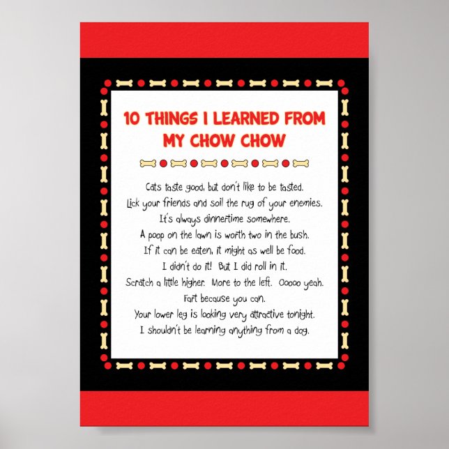 Funny Things I Learned From My Chow Chow Poster (Front)