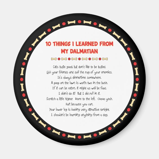 Funny Things I Learned From My Dalmatian Magnet (Front)