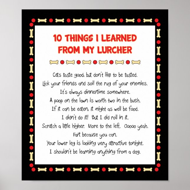 Funny Things I Learned From My Lurcher Poster (Front)