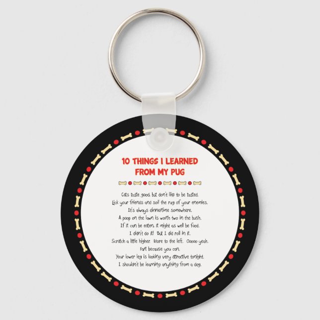 Funny Things I Learned From My Pug Keychain (Front)