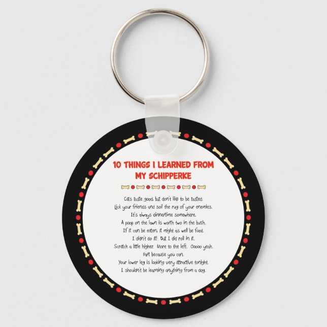 Funny Things I Learned From My Schipperke Keychain (Front)