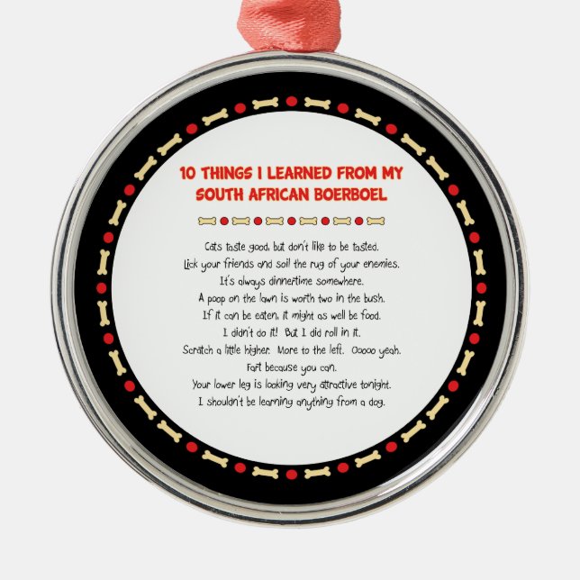 Funny Things I Learned From South African Boerboel Metal Ornament (Front)