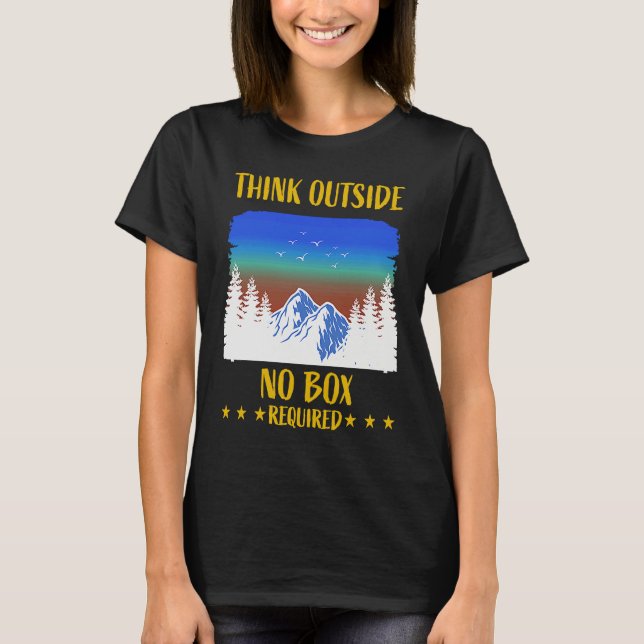 Funny Think Outside Box Outfit For Hiking Father's T-Shirt (Front)