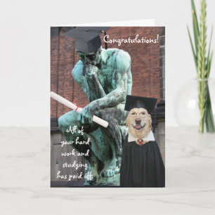 Funny Thinker & Dog Graduation Card