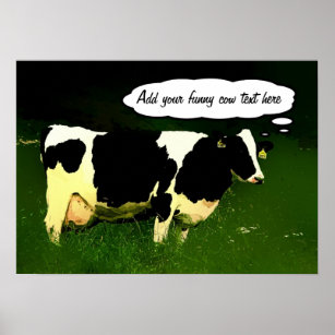 Funny Thinking Cow Poster