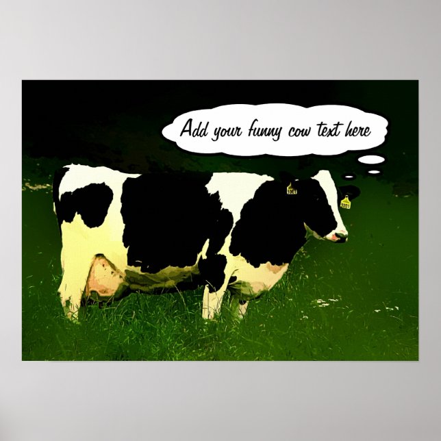 Funny Thinking Cow Poster (Front)