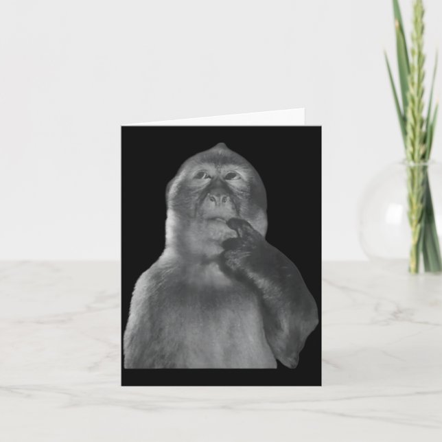 Funny Thinking Monkey Meme Curious Ape Brainrot  Card (Front)