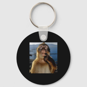 Funny Thinking Monkey Meme Curious Ape Brainrot Gi Keychain