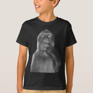 Funny Thinking Monkey Meme Curious Ape Brainrot  T-Shirt