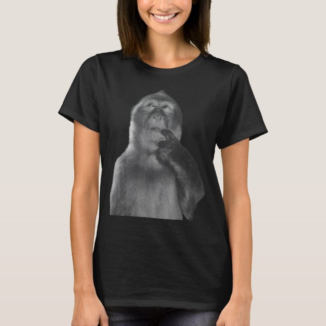 Funny Thinking Monkey Meme Curious Ape Brainrot  T-Shirt (Front)