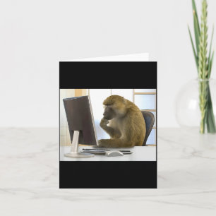 Funny Thinking Monkey Meme Office Curious Ape Brai Card