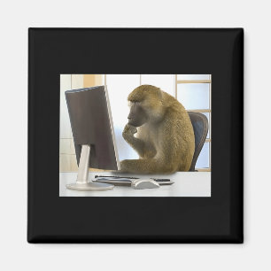 Funny Thinking Monkey Meme Office Curious Ape Brai Magnet