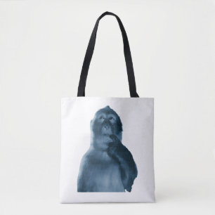 Funny Thinking Monkey Meme Sarcastic Art Tote Bag