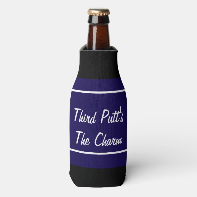 Funny third putt's the charm golf gift bottle cooler (Bottle Front)