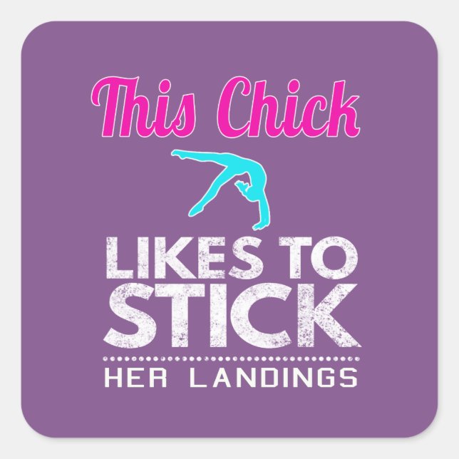 Funny This check likes to stick Gymnastics & Square Sticker (Front)