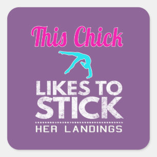 Funny This check likes to stick Gymnastics & Square Sticker