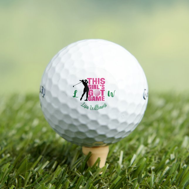 Funny This Girl's Got Game Monogram Named Feminine Golf Balls (Insitu Tee)