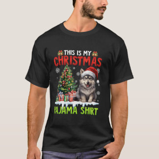 Funny This is My Christmas Pajama Shirt Wolf Santa