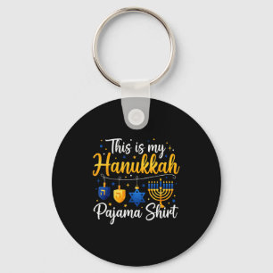 Funny This Is My Hanukkah Pajamakah Pajama Chanuka Keychain