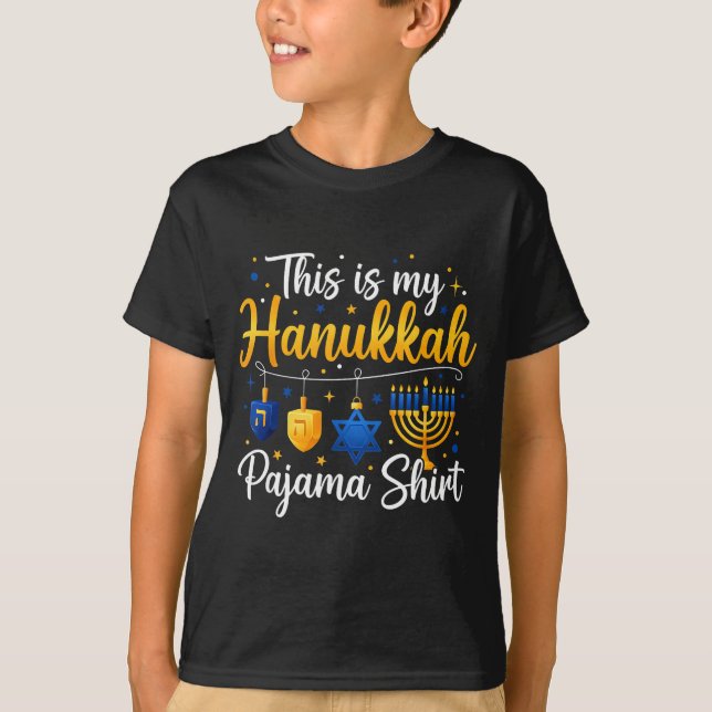 Funny This Is My Hanukkah Pajamakah Pajama Chanuka T-Shirt (Front)