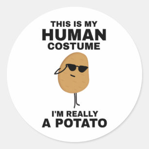 Funny This Is My Human Costume I'm Really A Potato Classic Round Sticker