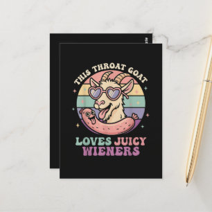 Funny This Throat Goat Loves Juicy Wieners Postcard