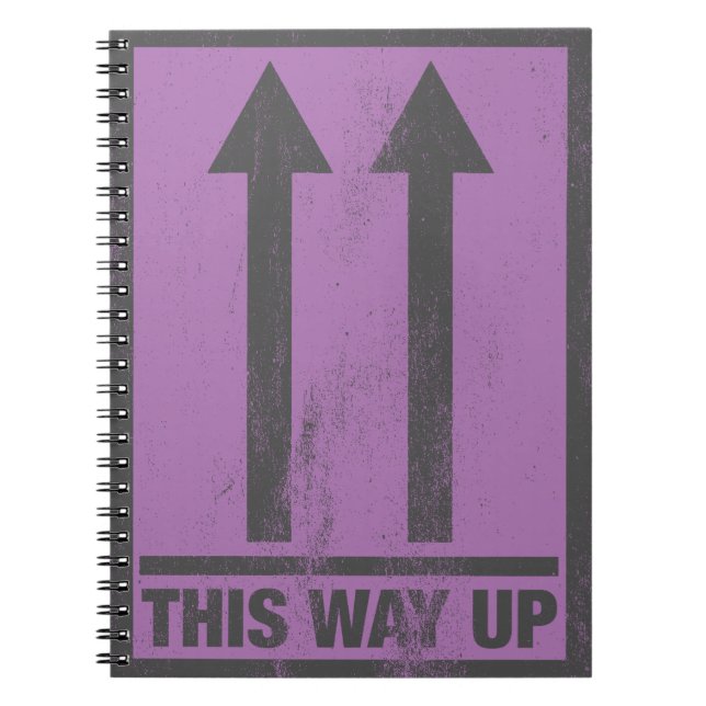 Funny this way up sign notebook (Front)